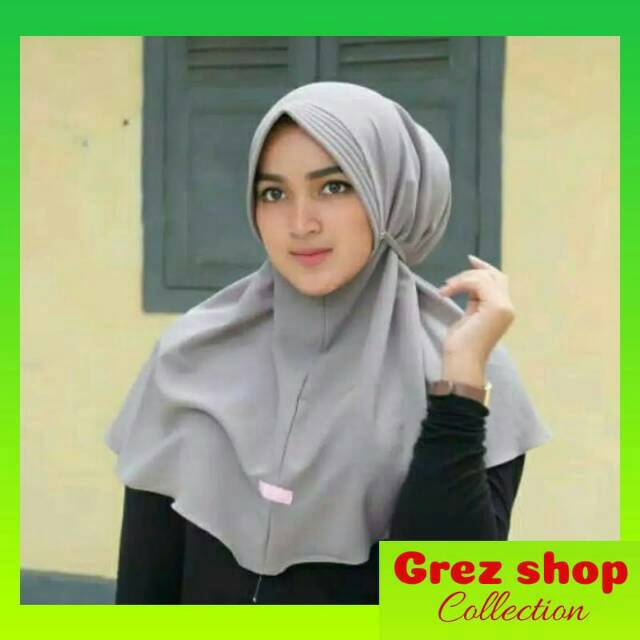 Daily Khimar Jilbab Hijab Kerudung Instan Bergo Jumbo Syari 80 x 110 Pet Antem Simple Penguin wolfis