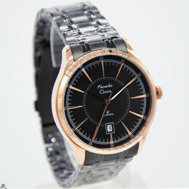 Alexandre christie ac8553 jamtangan pria stainless black rose gold