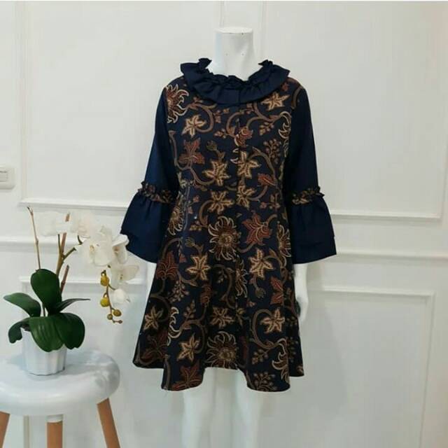 PAKAIAN WANITA TUNIK STYLE KEKINIAN BARU / TUNIK EDNESS KAYLA MIX BATIK