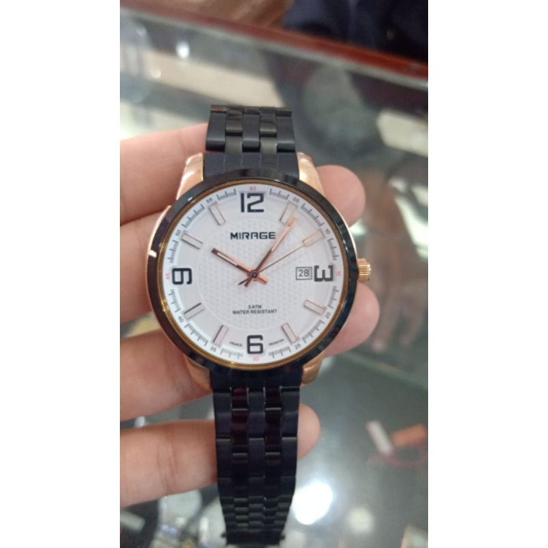 JAM TANGAN MIRAGE PRIA BLACK ROSEGOLD ORIGINAL