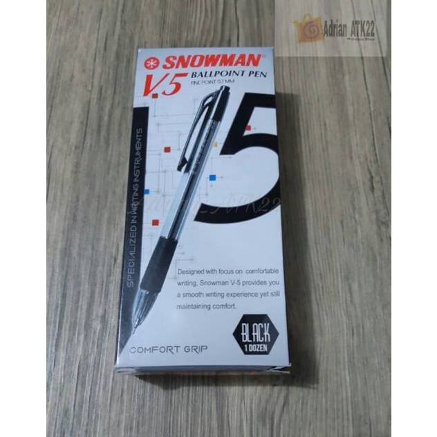 

Pulpen Snowman V5 0,7 mm Warna Hitam// LUSINAN