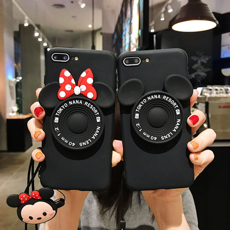 Casing ponsel pasangan Mouse Gaya cermin belakang untuk iPhone 11 12 13 pro max 6 6 s 7 8 Plus X Xs 11 Pro Max ProMax penutup ponsel