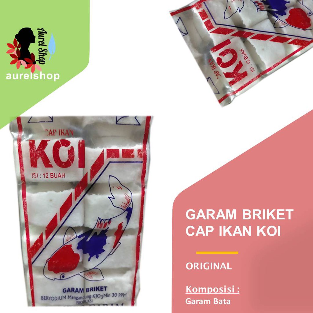 

CAP IKAN KOI Garam Briket Bata 12 buah kemasan 3 kg