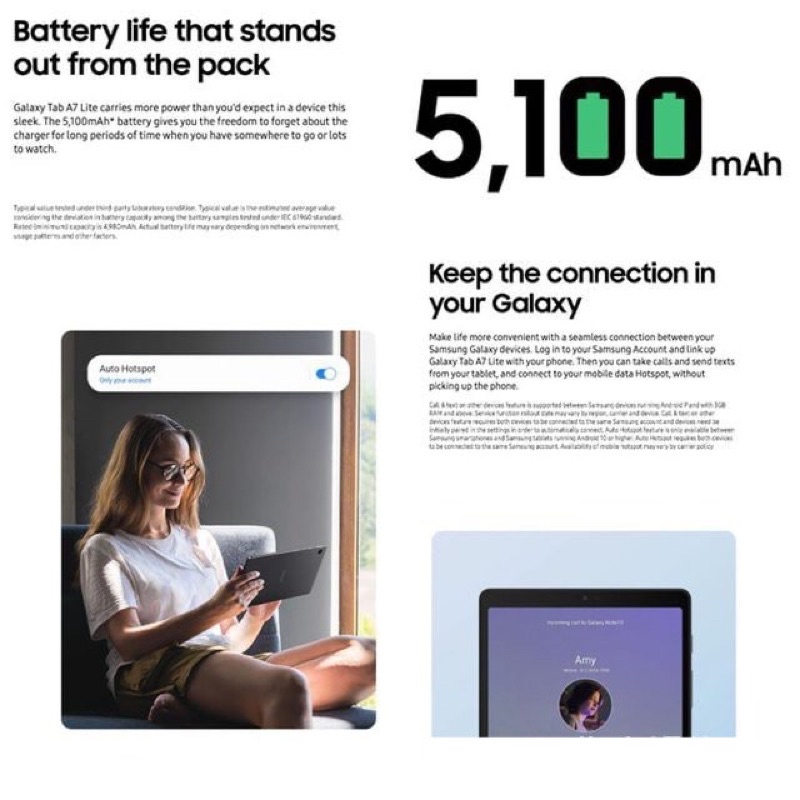 Samsung Galaxy Tab A7 Lite LTE [3GB+32GB] MediaTek Helio P22T - Single 8MP Camera - 8.7 Inches TFT - 5100mAh Garansi Resmi Sein 1 Tahun