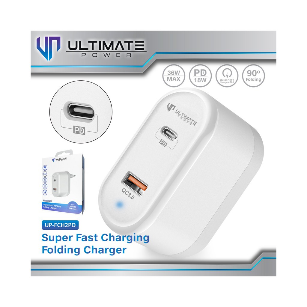 Ultimate Power Super Fast Charging Folding Charger PD + QC 3.0 Original