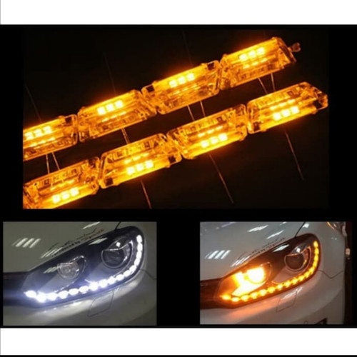 Sepasang Lampu Led Alis Kristal Mobil 50 Cm Sein Gerak 12V 12 Volt