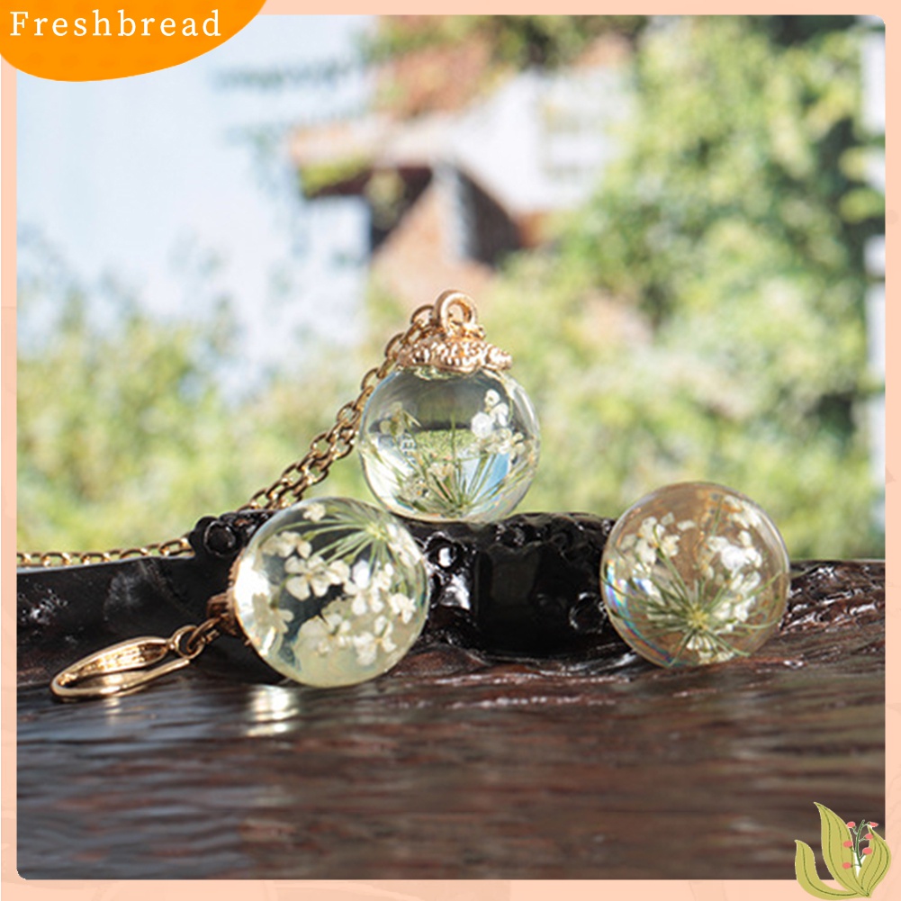 Terlaris Fashion Women Dried Flower Glass Ball Pendant Necklace Hook Earrings Jewelry Set