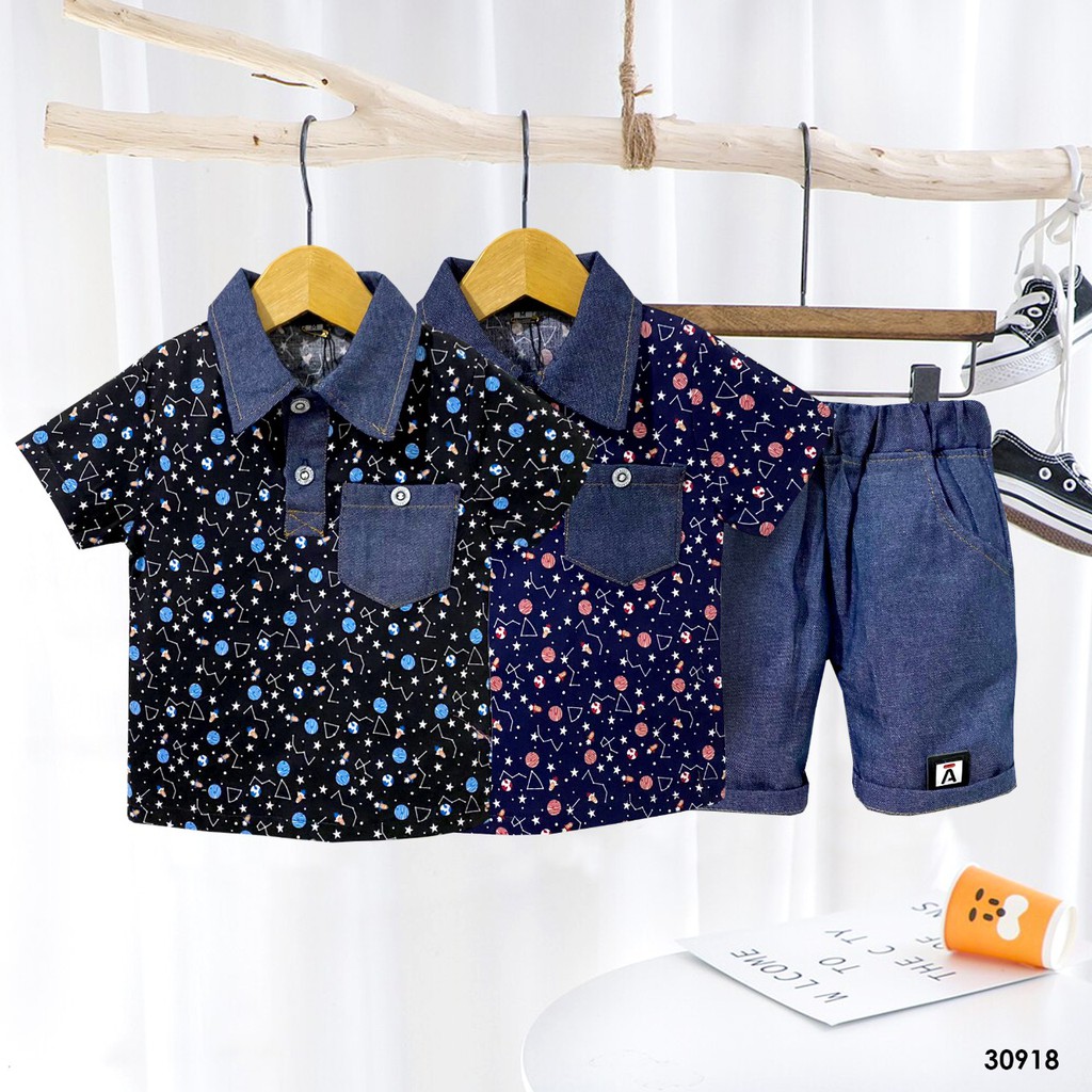 GROSIR 3PCS SET KEMEJA DENIM AISON SZ SML (6BLN-2TH)