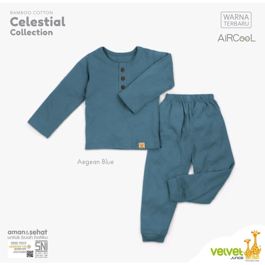 VELVET JUNIOR PIYAMA PANJANG BAMBOO COTTON CELESTIAL SERIES / SETELAN BAYI DAN ANAK