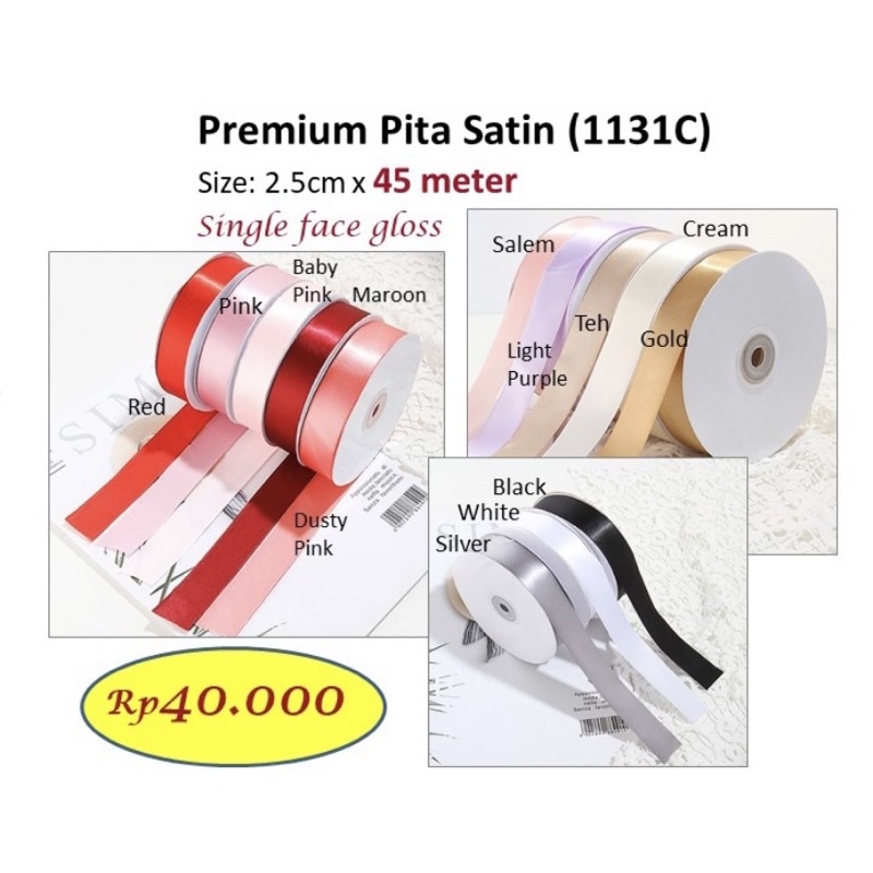 

Premium Pita Satin 1131C Pita Satin Premium Pita Kado Hiasan 45 Meter Perlengkapan Bunga Aksesoris