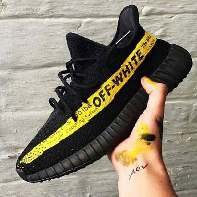 Adidas Yeezy Boost 350 “ Off White Yellow Custom “ Premium Original ( sepatu adidas )