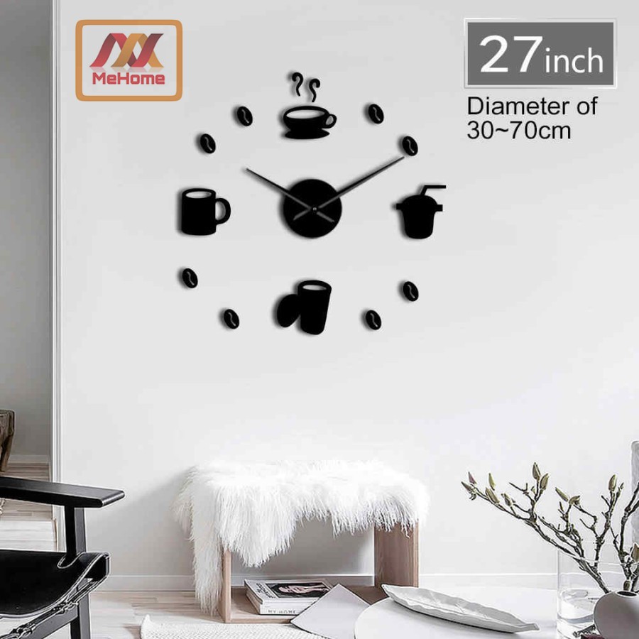 Ht Diy Wall Clock Coffee Jam Dinding Kopi Shopee Indonesia