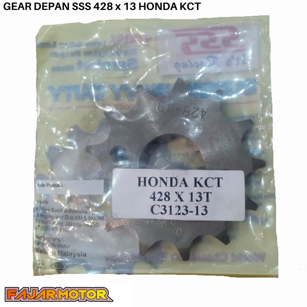 SSS GEAR GER DEPAN 428 520 JUPITER VIXION R15 MEGAPRO GL CB150R SUPRA SATRIA FU SMASH SHOGUN GIR FRONT SPROCKET-SSS.kct428x13tigermp