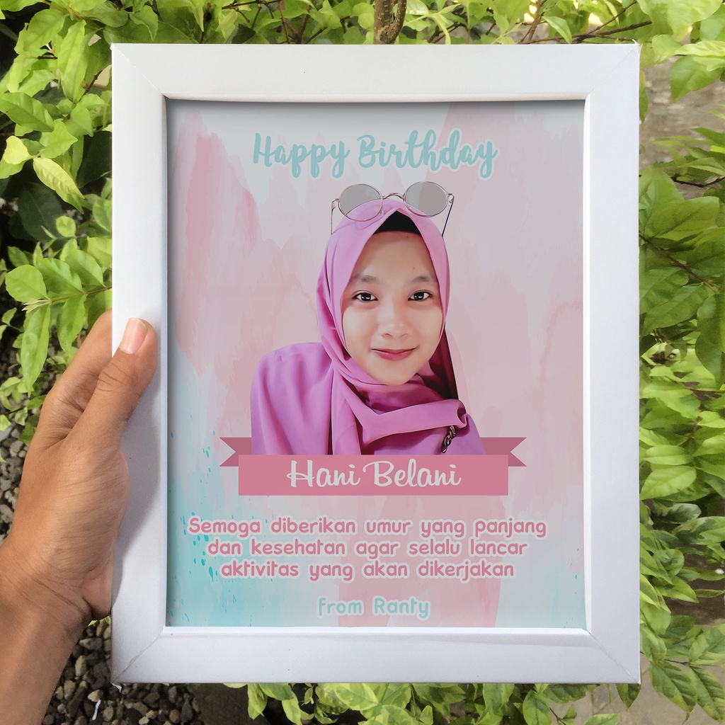Bingkai Foto 10R Hadiah Pernikahan Kado Ulang Tahun Wisuda Frame Edit + Cetak Foto Watercolor 16