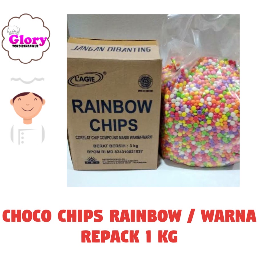 

choco chips lagie warna rainbow repack 1kg