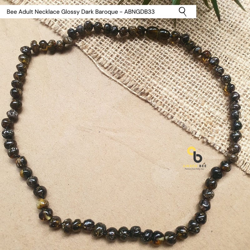 Kalung Amber Dewasa Premium Glossy Small Dark NAGSD33 by Amber Bee