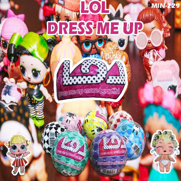 Mainan anak perempuan boneka lucu varian barbie lol dress me up surprise ball berbentuk bulat aksesoris