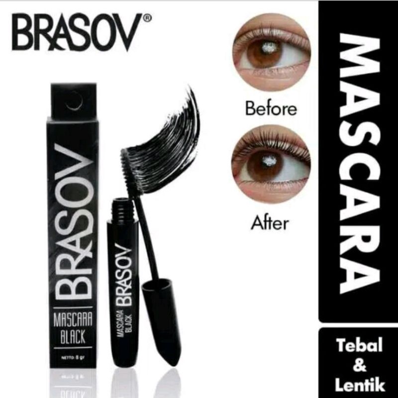 BRASOV Mascara Black 8gr Waterproof BPOM | Eyelash Mascara