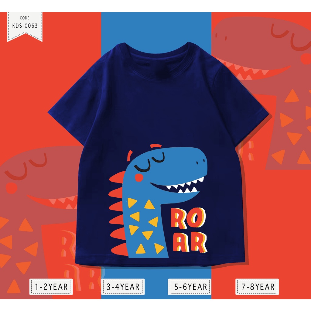 KAOS ANAK-ANAK / KIDS DINO ROAR / BAHAN HALUS &amp; LEMBUT / CUSTOM TEE