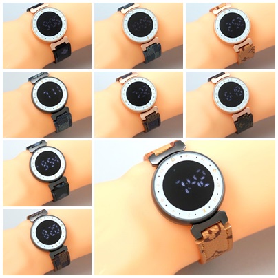 JAM TANGAN WANITACEWEK MURAH LV TALI KULIT DIGITAL JJ55