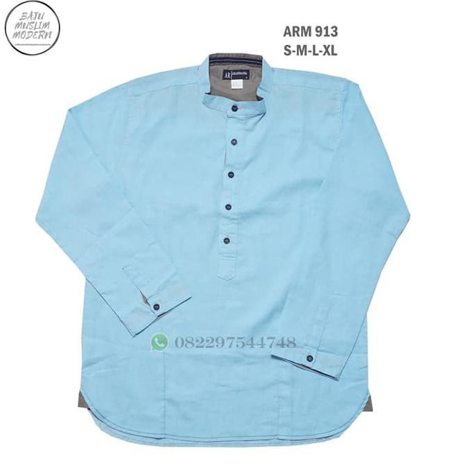 Baju Koko Polos Linen Arahmanda Lengan Panjang