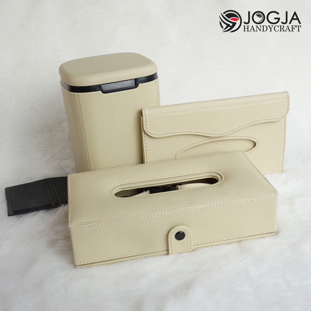 1 Set Aksesoris Interior Mobil - Tissue Box Headrest, Tempat Tisu Sunvisor &amp; Car Dustbin