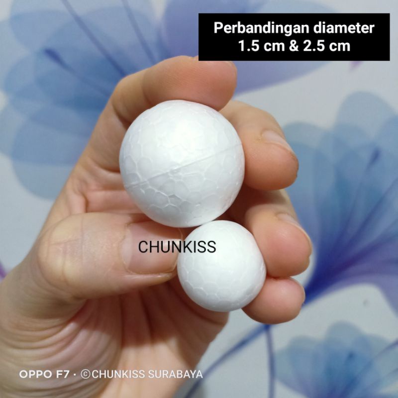 BOLA STYROFOAM UNTUK HIASAN KUE - DIAMETER 1,5 CM DAN 2,5 CM