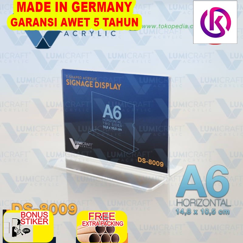 

Grosir Tent Card Acrylic / Acrylic Display Model T - Horizontal A6 | DS-8009