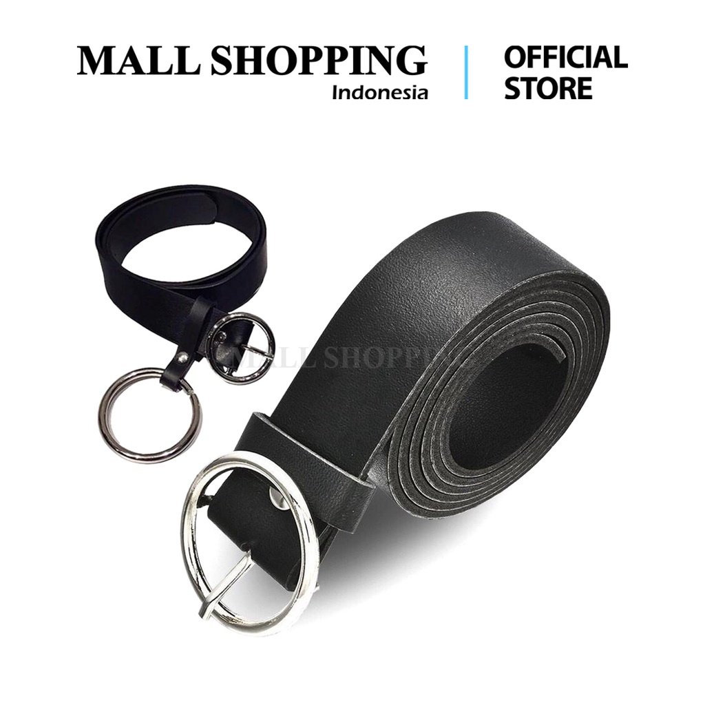 (COD) Ikat Pinggang Wanita Belt Gesper Metal Sabuk Wanita Kulit PU Ring Bulat MALLSHOPPING