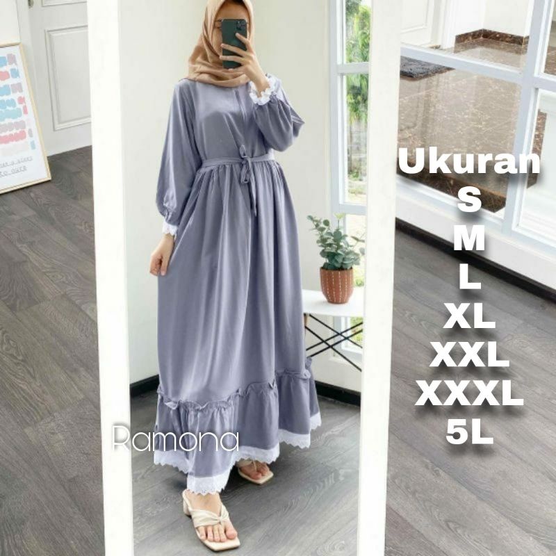 Ramona Dress Big Size Ukuran Size S M L XL 2XL 3XL 4XL XXL XXXL  XXXXL 2L 3L 4L 5L  Dress Wanita Jumbo Gamis Big Size Baju Korea Over Size