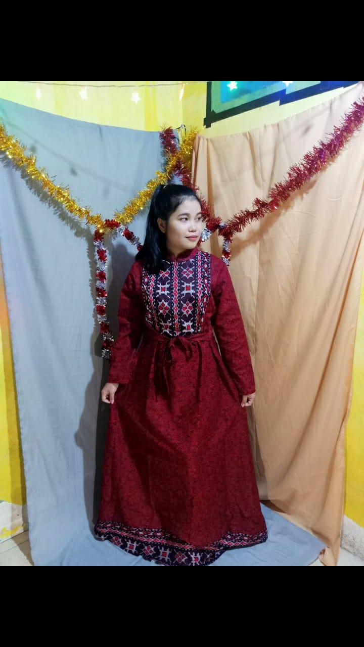 Batik Couple Keluarga Sania Ruffle Ori Ndoro Jowi Dnt Mega Merah