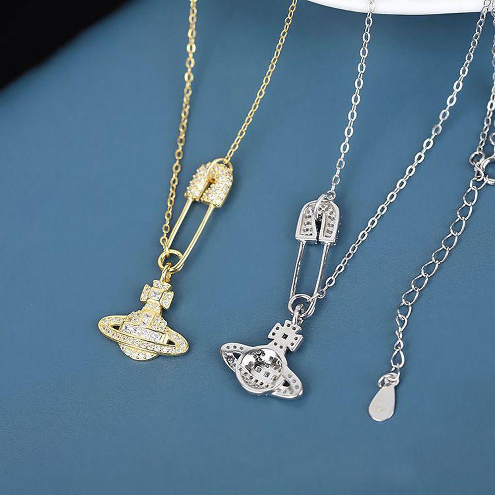 [Elegan] Korea Kalung Manis Vintage Untuk Gadis Planet Saturnus Temperamen Zirkon Kristal Kalung