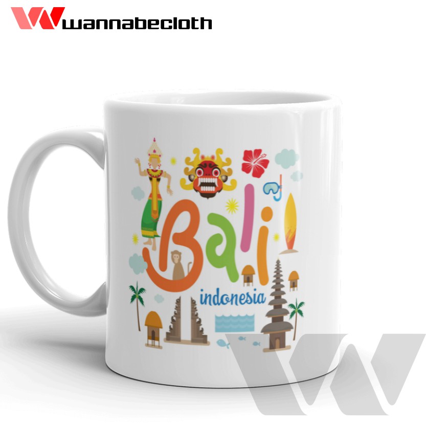 Jual Gelas Bali Mug Bali Mug Kota Indonesia OlehOleh Souvenir Mug Bali