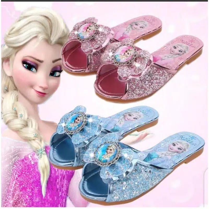 SENDAL FROZEN SLOP SANDAL ANAK PEREMPUAN IMPORT SANDAL ANAK MOTIF FROZEN GLITER LUCU