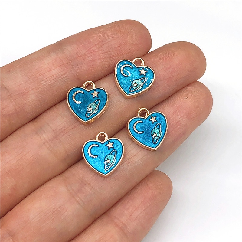 4pcs Liontin Mahkota Bintang Hati Biru Bahan Alloy Charms