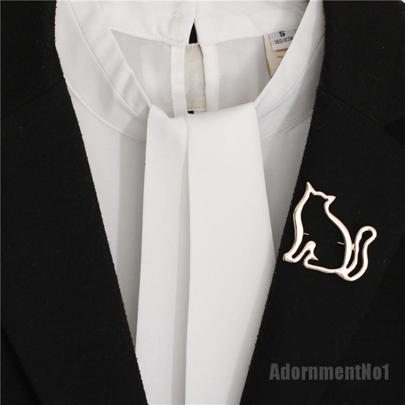 (Adornmentno1) Bros / Pin Bentuk Kucing Tebal Aksen Hollow Untuk Aksesoris Scarf / Syal / Wanita