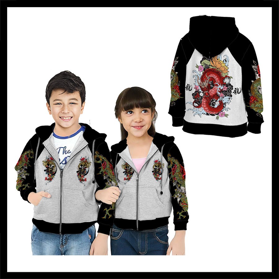 BISA COD  JAKET HOODIE ANAK ANAK JAPANESE SUKAJAN DRAGON PATTERN JEPANG CUSTOM FULLPRINT