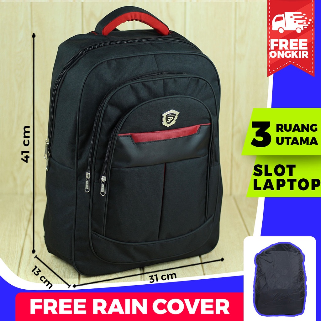 Tas Ransel Elite Polo Restop Desain Simple Back Pack Laptop Pria Cowok