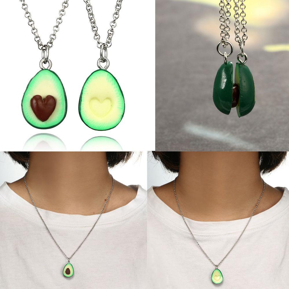Preva Kalung Lucu Bohemian KeyRing Bentuk Hati Asimetris Hijau Alpukat Liontin
