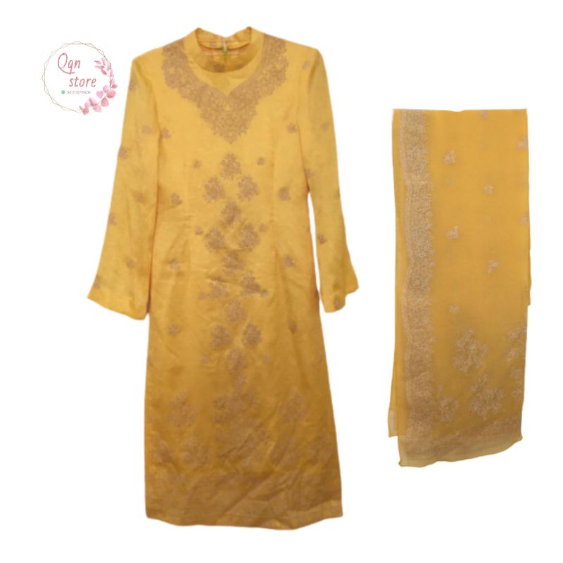 Baju Sari India Warna Kuning + Pashmina [PRELOVED]