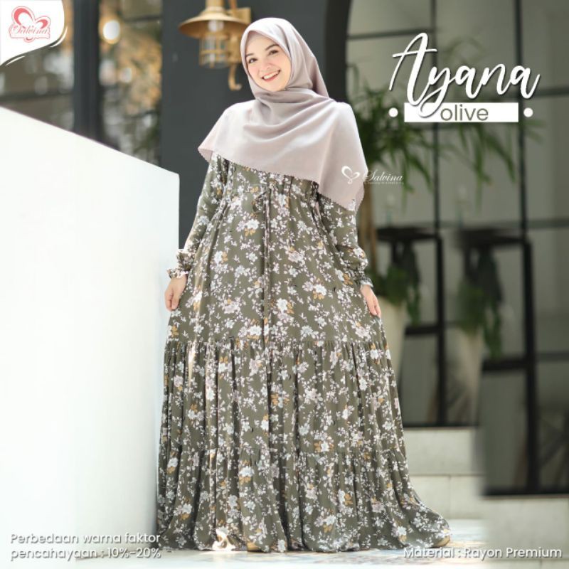 Salvina Ayana Dress Daily Rayon Motif Bunga