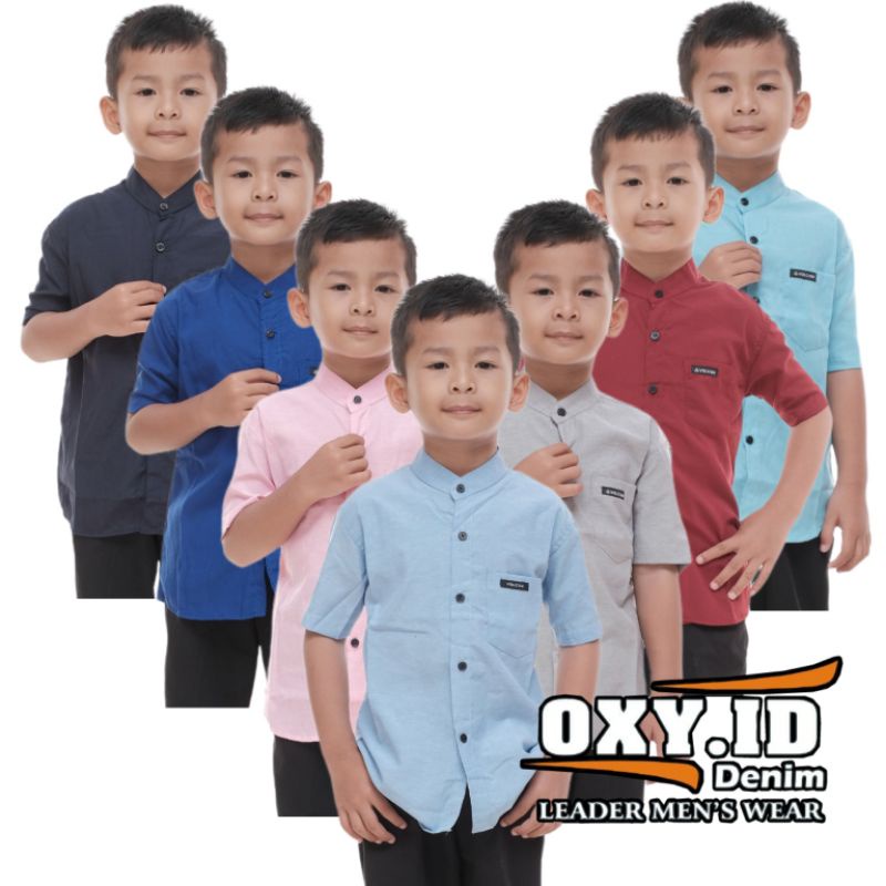 Oskids.id kemeja polos anak lengan pendek Oshkids.id size 1-9 tahun