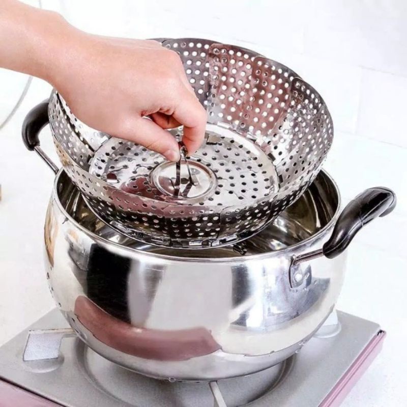 Steamer tray foldable alas kukusan lipat panci kuali serbaguna