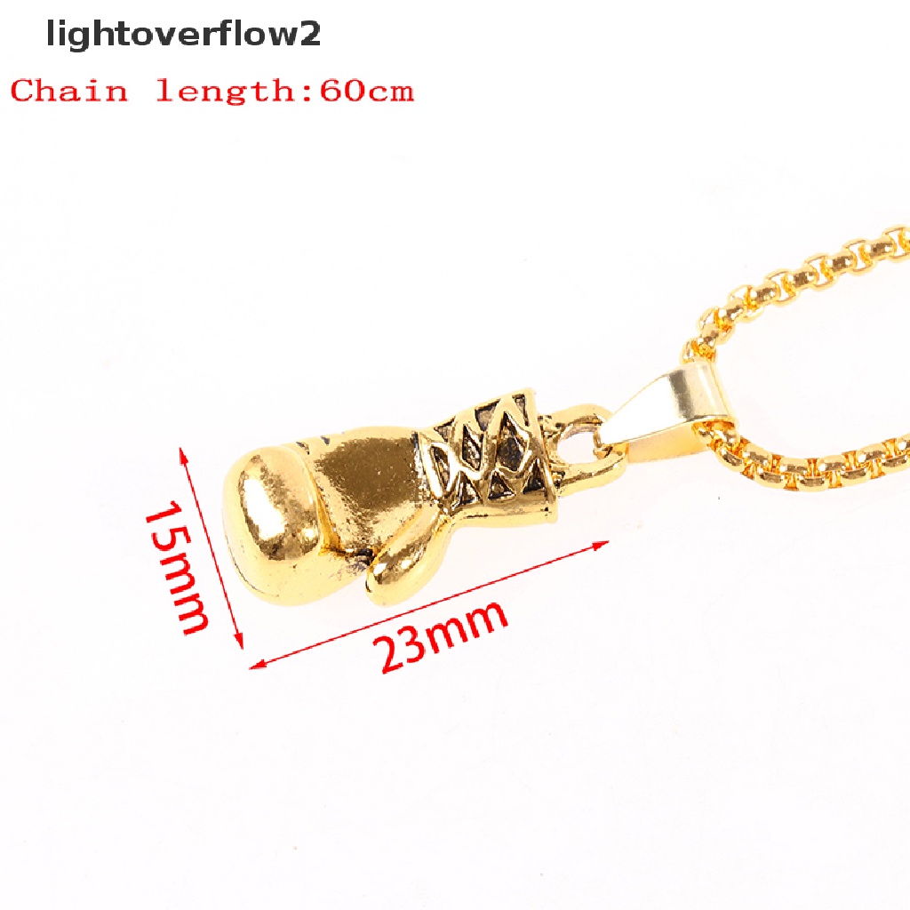 (lightoverflow2) Kalung Rantai Dengan Liontin Sarung Tangan Tinju Gaya Hip Hop Rock Untuk Pria