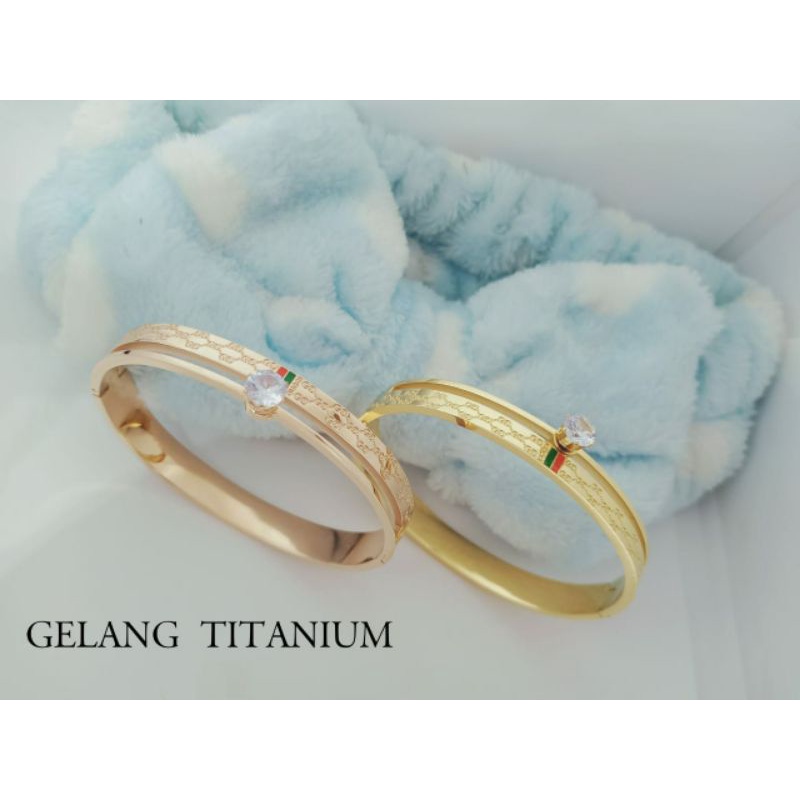 Fourfashion Gelang Titanium Motif Bangle Gci Permata Premium S179