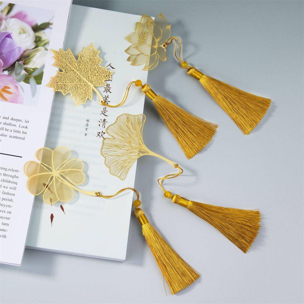 Nickolas1 Bookmark Maple Leaf Perlengkapan Sekolah Klip Halaman Tempat Buku Retro Book Clip Chinese Style Leaf Bookmark