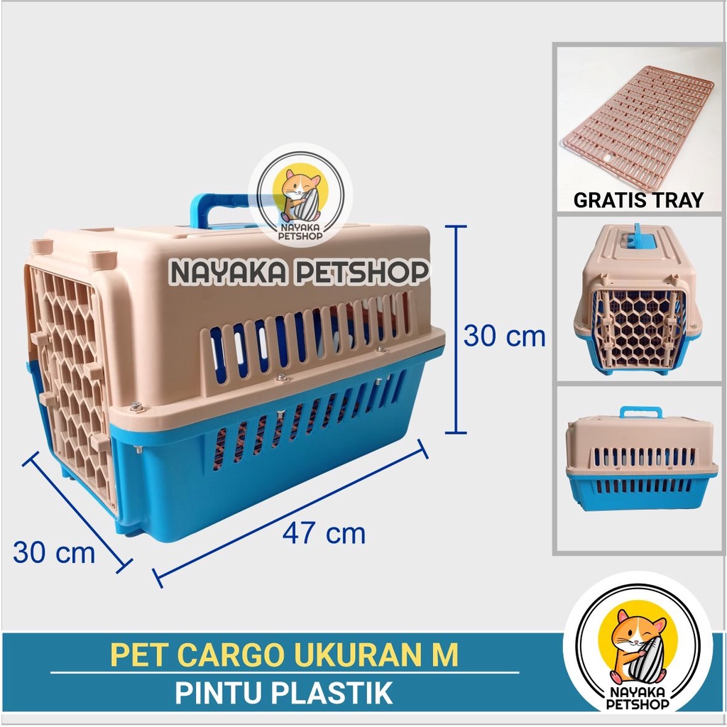 Size M Pintu Plastik Pet Cargo Murah Pet Carrier Kucing Travel Kandila Musang