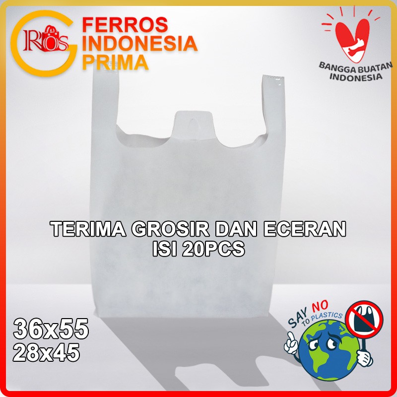 

Tas Spunbond Kresek 20pcs Ukuran 28x45x12 Tebal 60gsm
