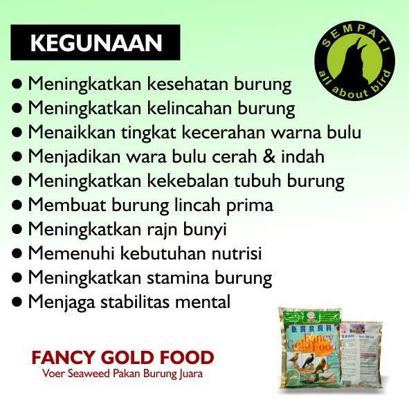 Fancy Gold Seaweeds 450 Gr Pakan Burung Anis Poksay Murai Dll