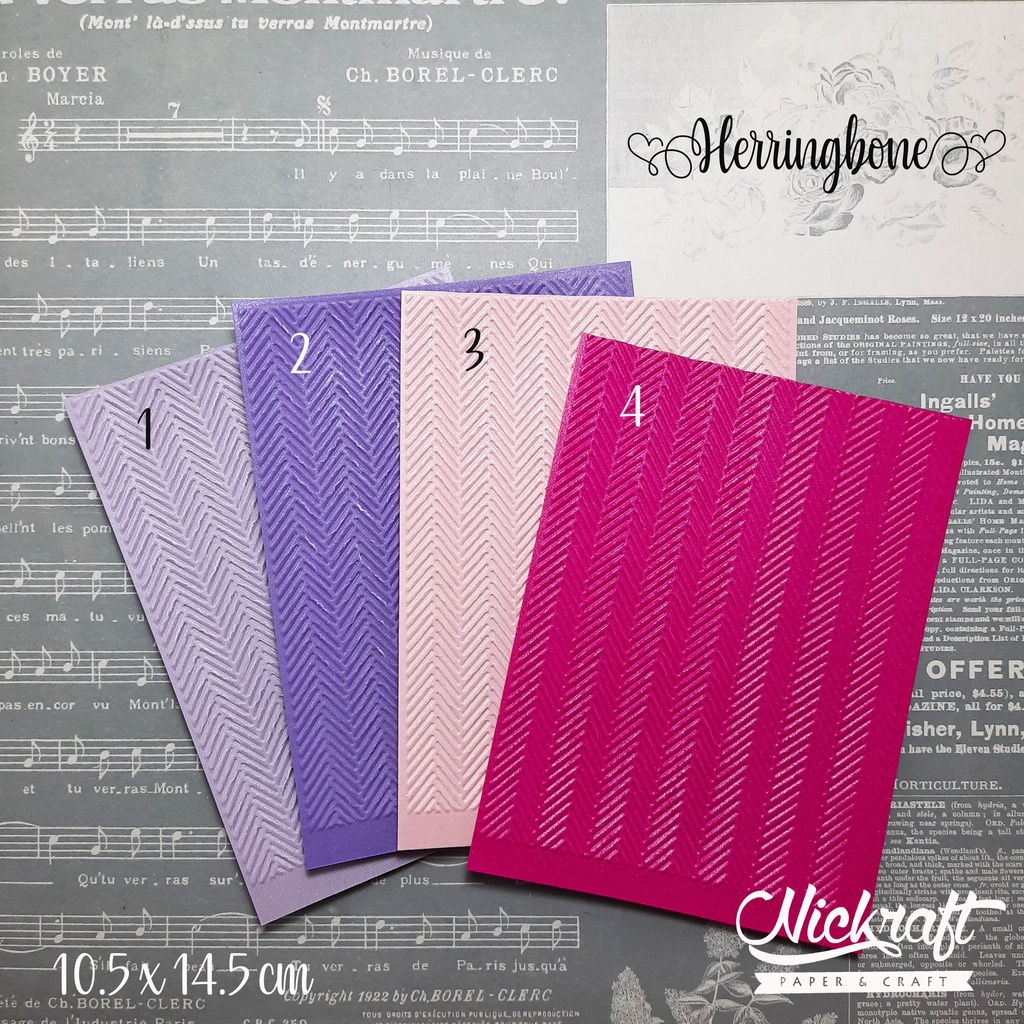 

Emboss Paper - HERRINGBONE CHEVRON - Embossing Folder Kertas Timbul